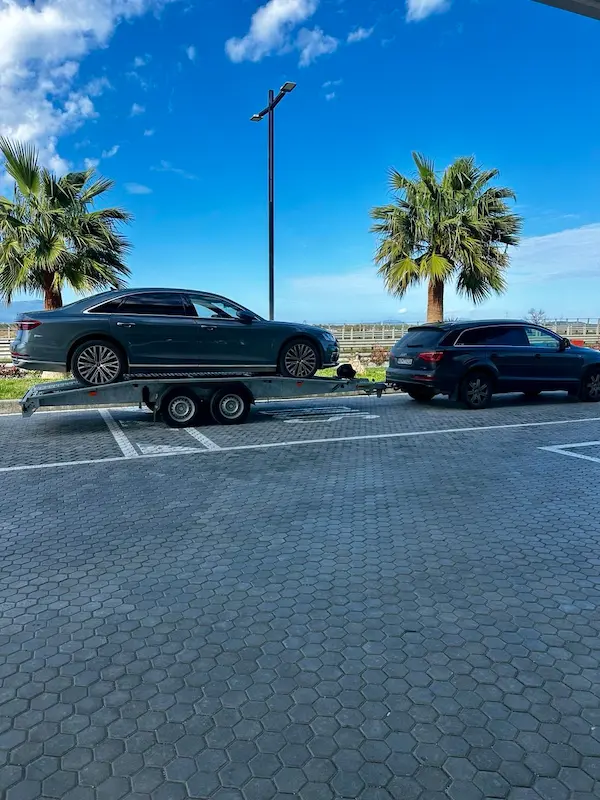 SUV transport on a tow truck flatbed